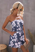 Floral Print Bandeau Romper With Pockets